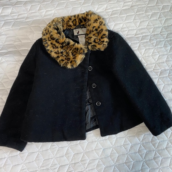 Janie and Jack Collection Pea Coat Fux fur leopard collar SIZE 4/5T - Picture 10 of 10